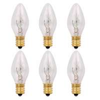 6 Pack C7 Christmas String Lights Replacement Light Bulbs E12 Candelabra Base C7 5 Watt Night Light Clear Incandescent Bulb